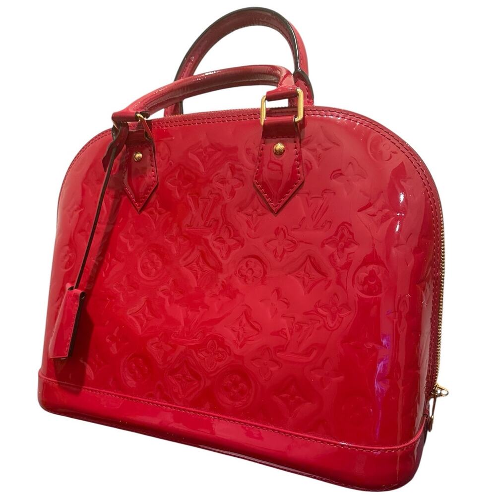 Louis Vuitton Monogram Vernis Alma PM in Patent Indian Rose Red